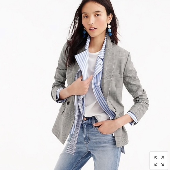 J. Crew Jackets & Blazers - J Crew Dover Blazer Black White Glen Plaid size 4